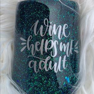 Wine helps me adult glitter tumbler